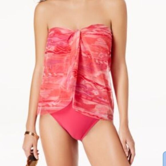 Lauren Semi Sheer Draped Swimsuit Size 4 - Picture 1 of 5